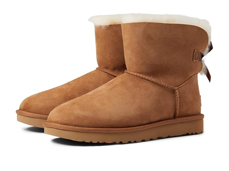 UGG Mini Bailey Bow II Women's Boots Chestnut : 7 B - Medium, Suede | Zappos