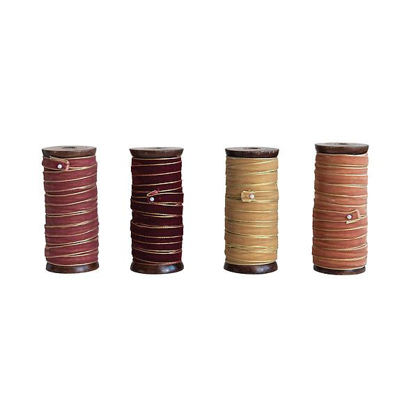 Gold Trim Velvet Ribbon Spools | The Container Store