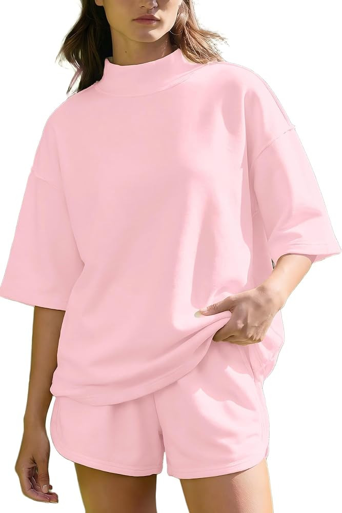 OCSTRADE Womens Mock Short Sets Casual Summer Athletic 2 Piece Outfits | Amazon (US)