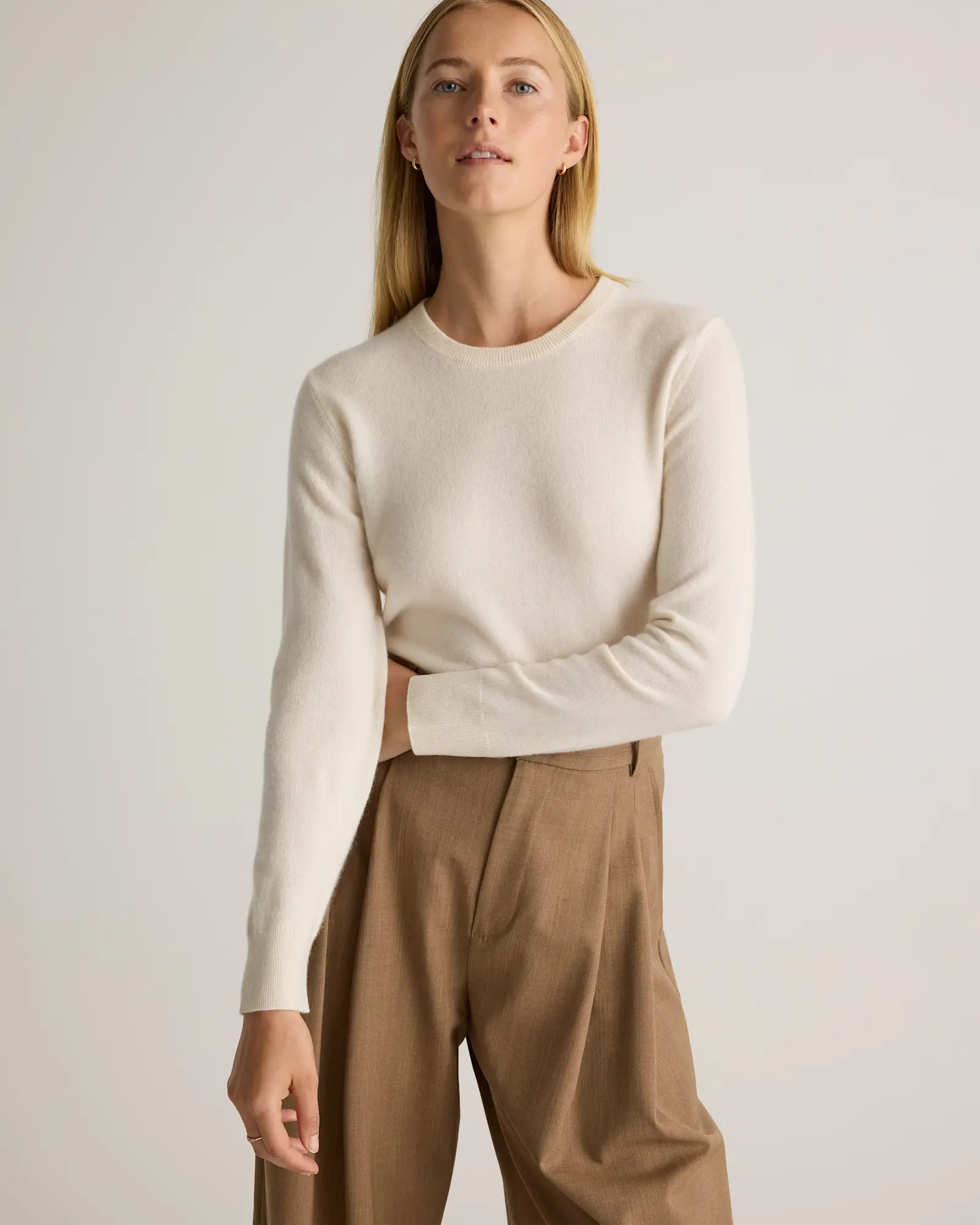 Mongolian Cashmere Crewneck Sweater in Ivory | Quince