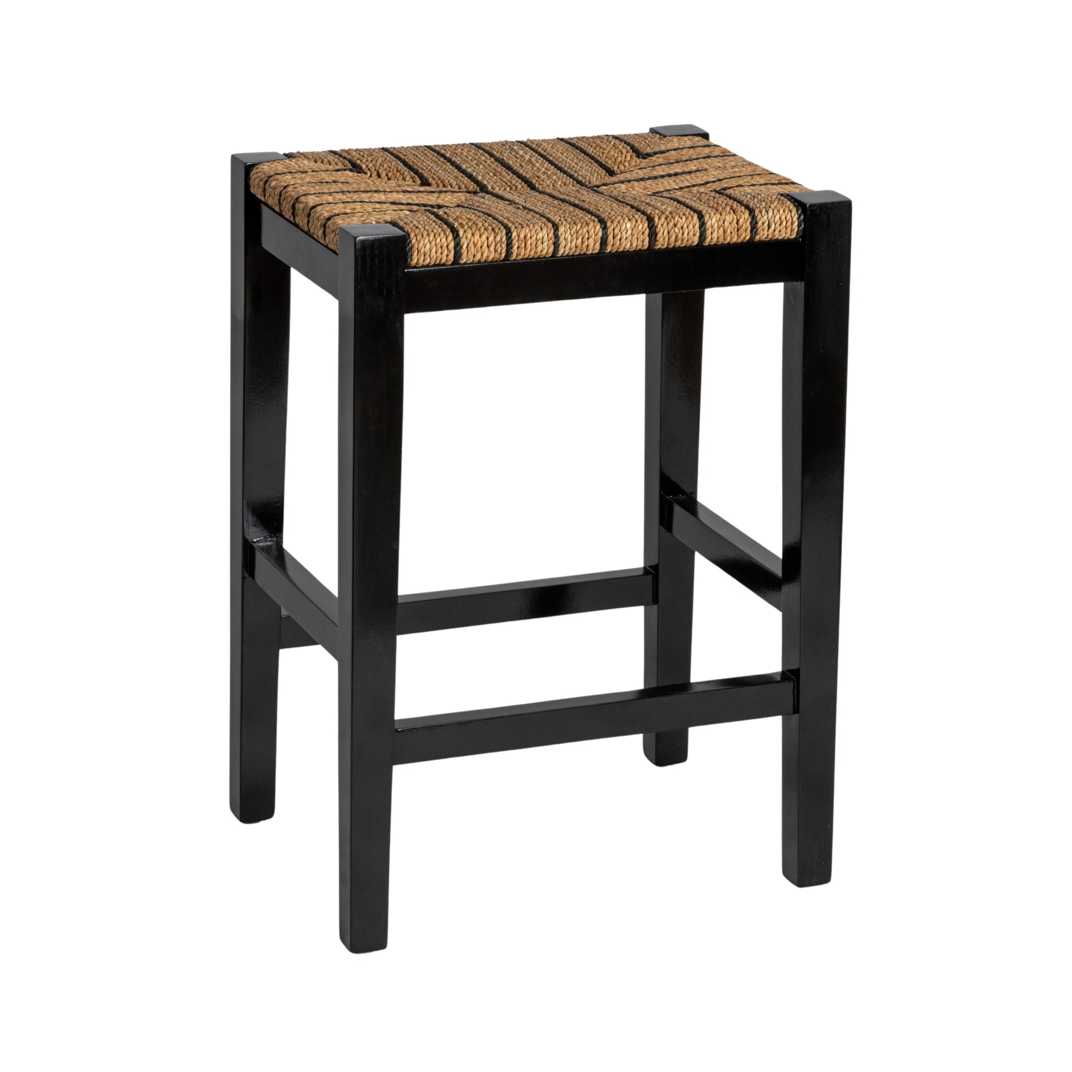 Willowbrook Solid Wood and Natural Woven Seagrass Rope Bar Stool | Wayfair North America
