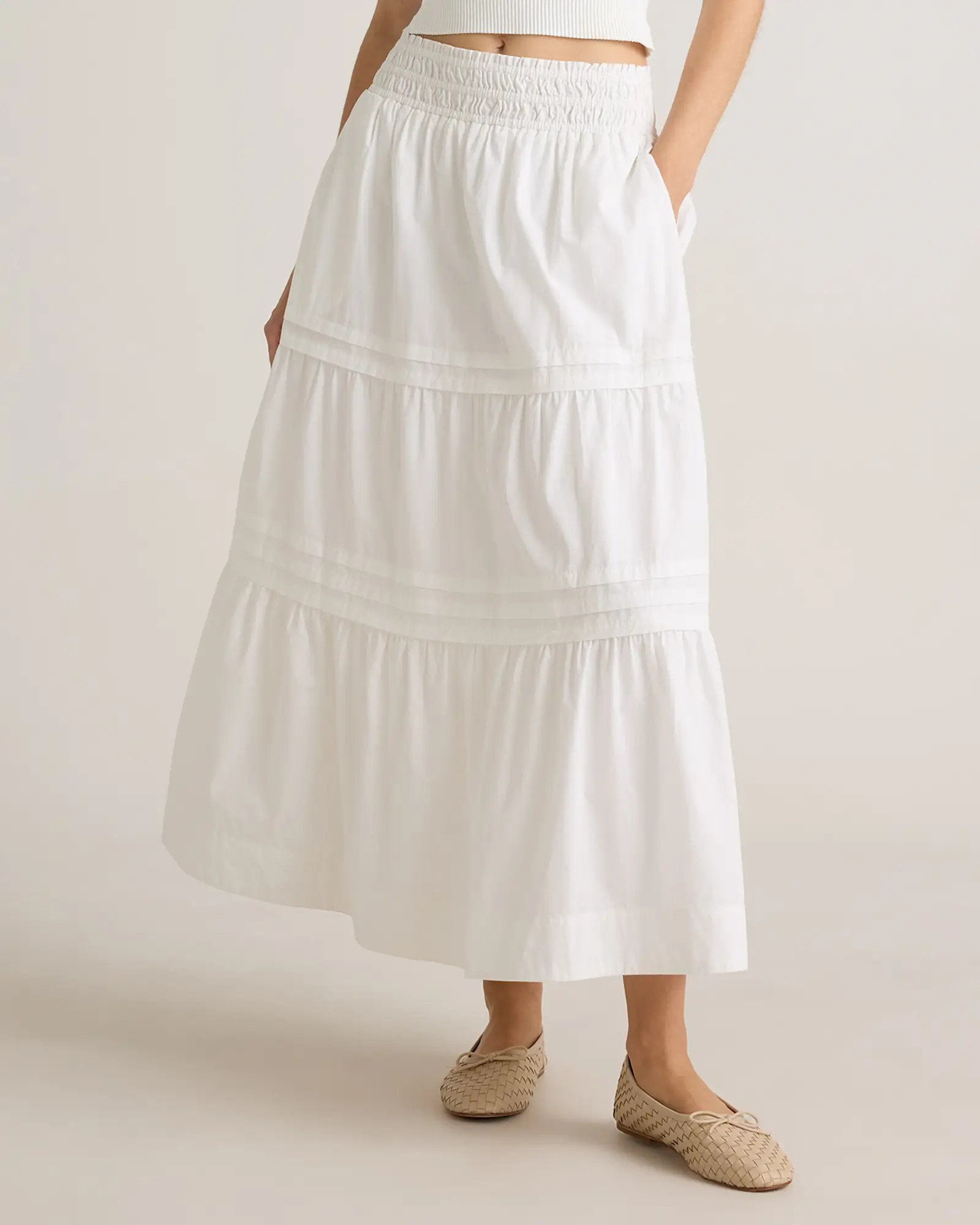 100% Organic Cotton Poplin Tiered Maxi Skirt | Quince