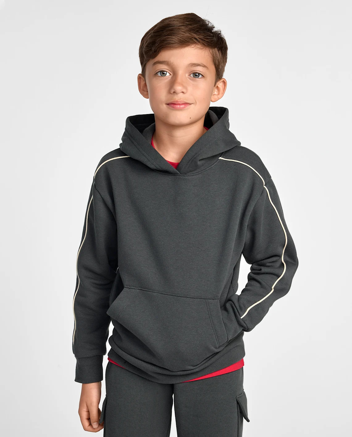 Boys Side Stripe Premium Fleece Hoodie - gray | The Children's Place