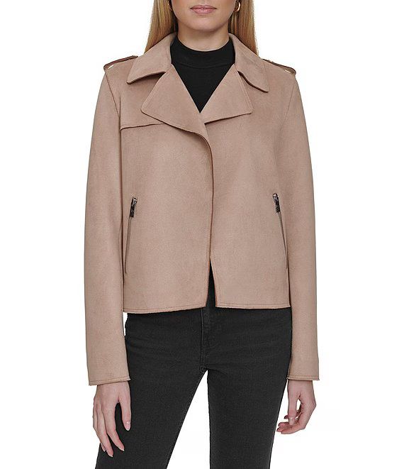 Andrew Marc Sport Faux Suede Stretch Collared Long Sleeve Jacket | Dillard's | Dillard's