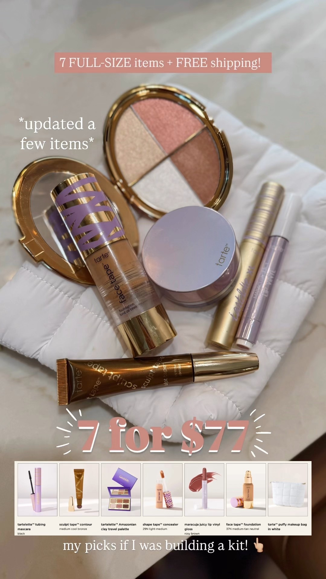 One of the best Tarte sales! 💜 7 for $77 FULL-SIZE products! These are my exact picks if I was building a kit 😌 code HOLLEY15 works on all other full price products! 

• Tarte Face Tape — my GO TO foundation! I absolutely love it so much. Coverage is unreal to me! That’s my #1 pick for sure! 🙌🏼 no code needed! Stuff will sell quick 🥹

Tarte sale / makeup / beauty faves / Holley Gabrielle 

#LTKFindsUnder100 #LTKSaleAlert #LTKBeauty