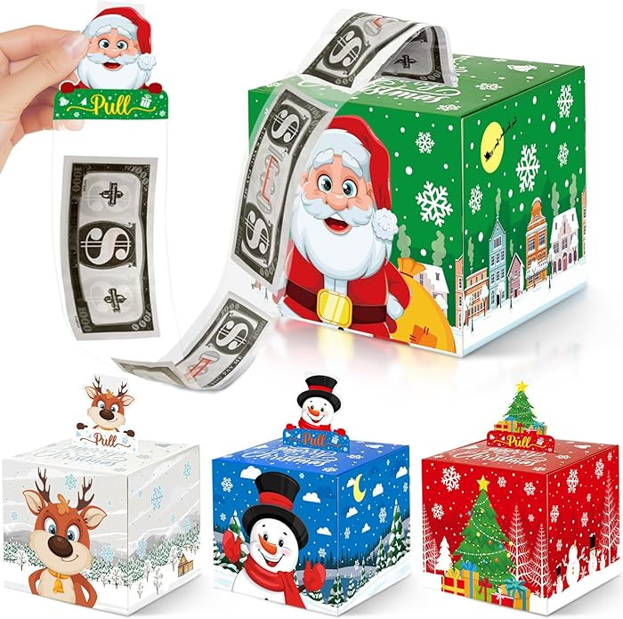4 Pack Christmas Money Box for Cash Gift Pull,Christmas Tree & Snowman & Santa & Elk Money Gift B... | Amazon (US)