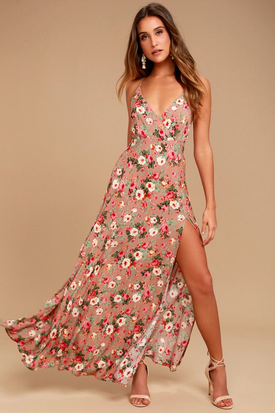 Everlasting Bliss Blush Floral Print Maxi Dress | Lulus