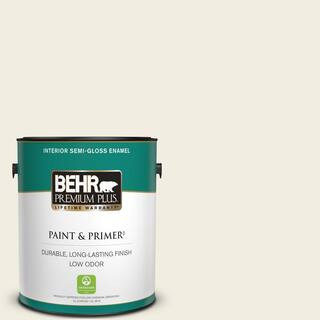 BEHR PREMIUM PLUS 1 gal. Designer Collection #DC-003 Blank Canvas Semi-Gloss Enamel Low Odor Inte... | The Home Depot