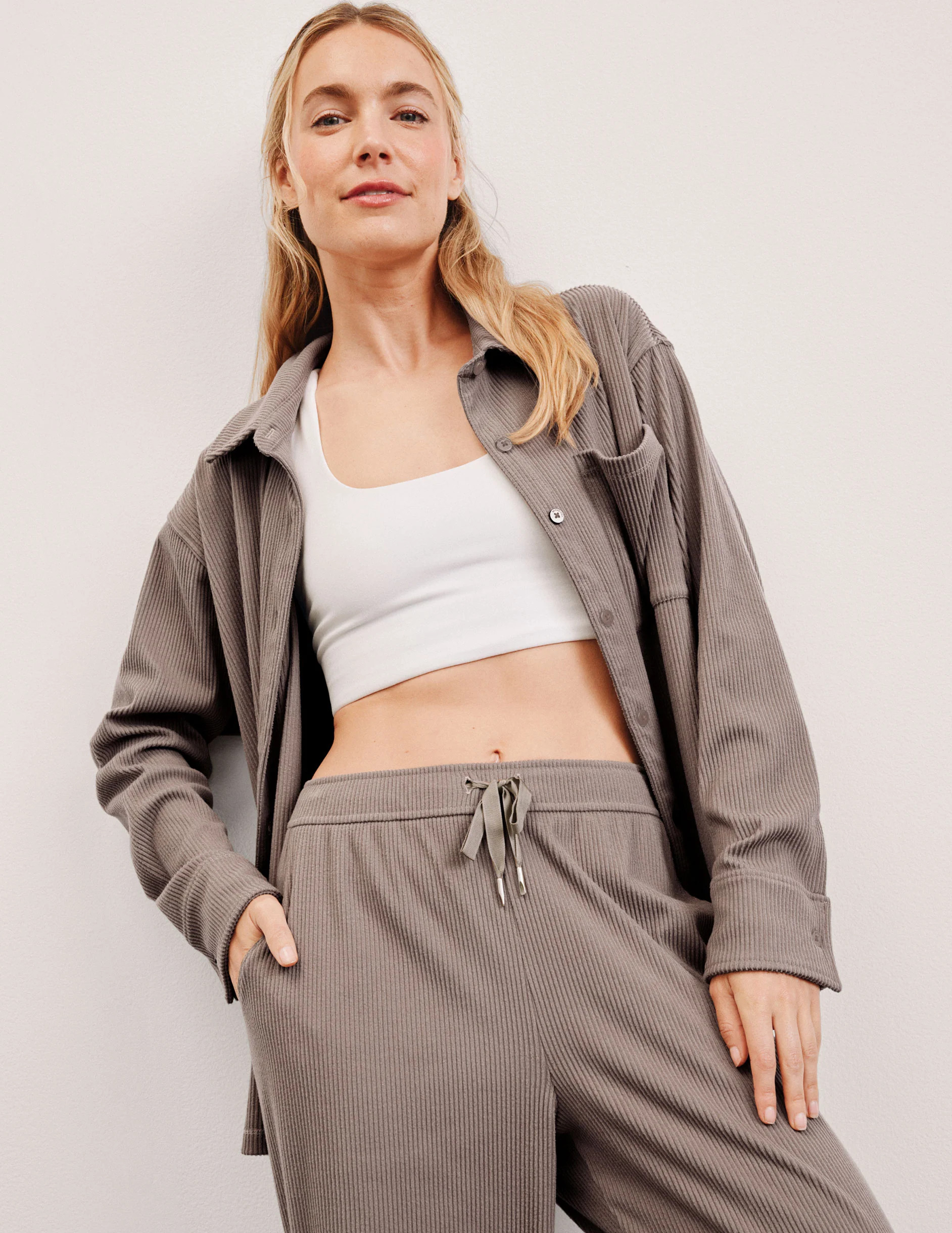 Breathe Easy Comfort Cord Button Up | Beyond Yoga | Beyond Yoga