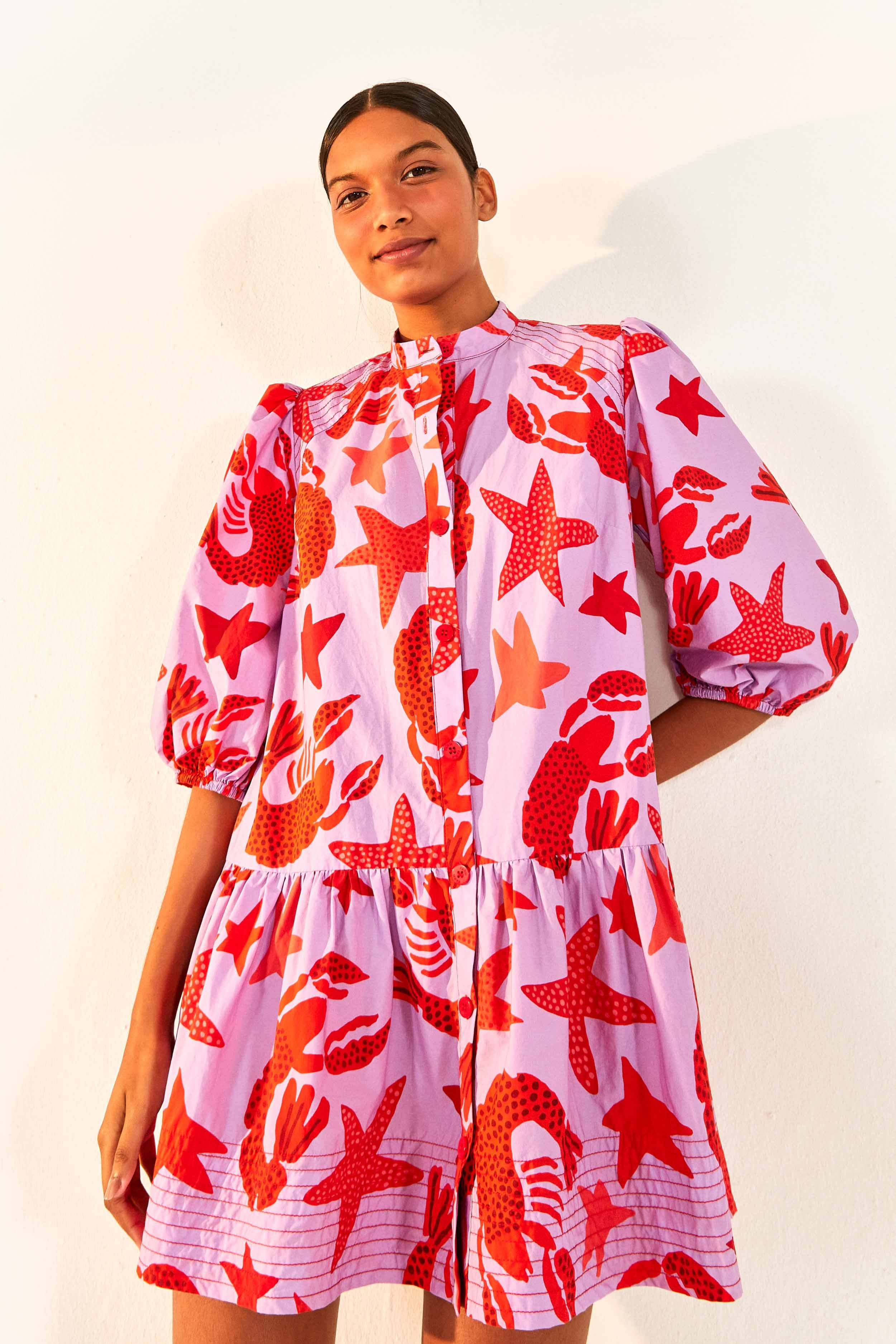 Lobster Sky Mini Dress | FarmRio (US)