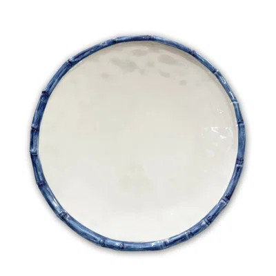 Vida Bamboo 11" Dinner Plate (White and Blue) | Wayfair North America