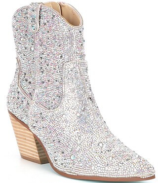 Blue by Betsey Johnson Diva Rhinestone Western Booties | Dillard's
