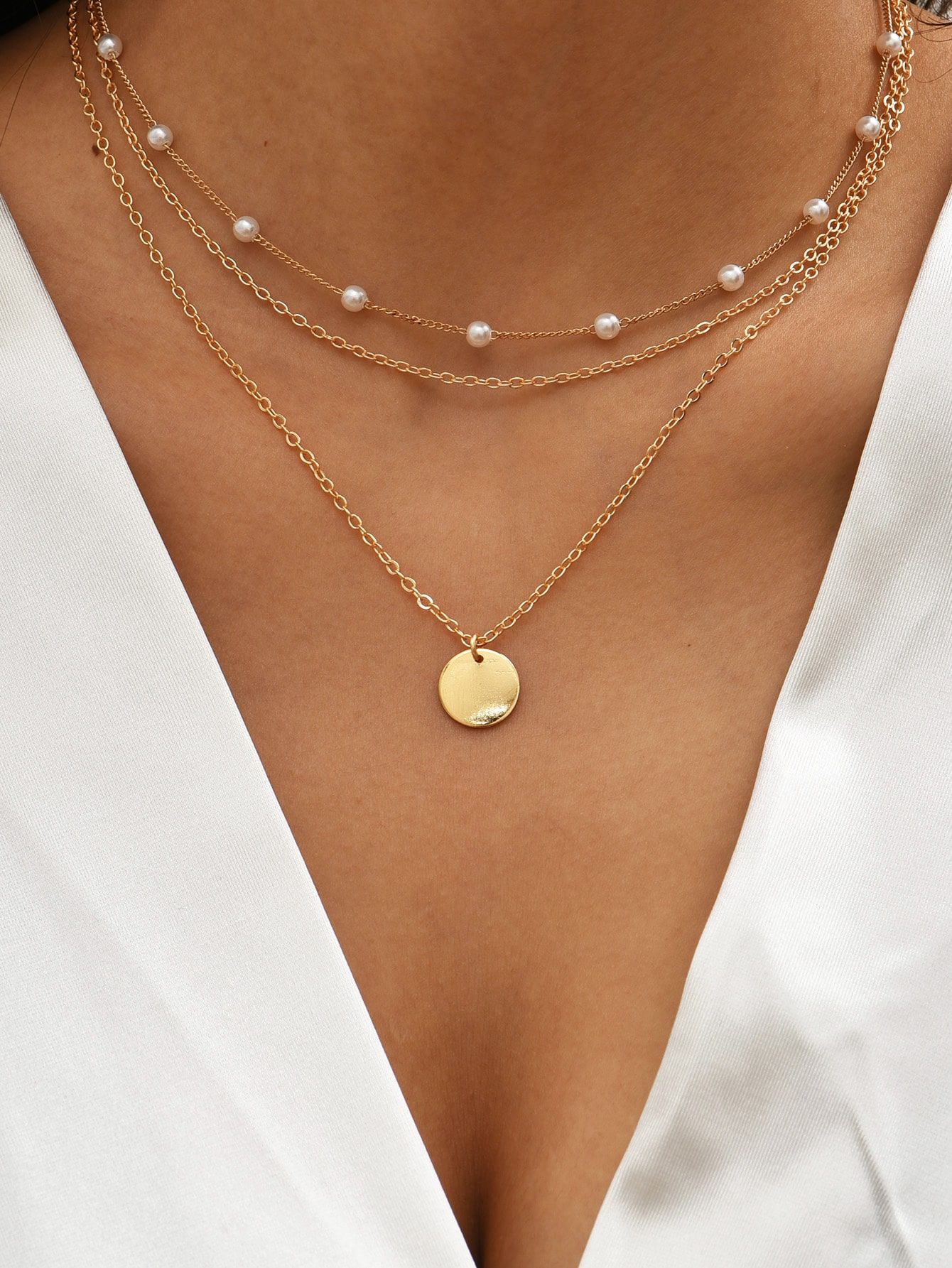 2pcs Disc Charm Necklace | SHEIN