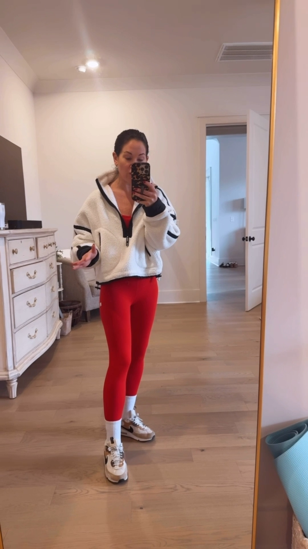 My favorite leggings and sports bra  are by vuori - love this cropped Sherpa jacket from free people- several color options too! 

#LTKfitnessgoals #LTKmorningroutine #LTKOver40