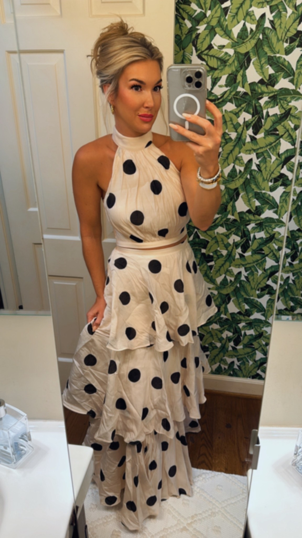 Polka Dots are all the trend craze for fall and this cute top and skirt set is a total showstopper. I’m wearing a size small and top and skirt. It fits true to size. 

#LTKOver40 #LTKStyleTip #LTKFindsUnder50