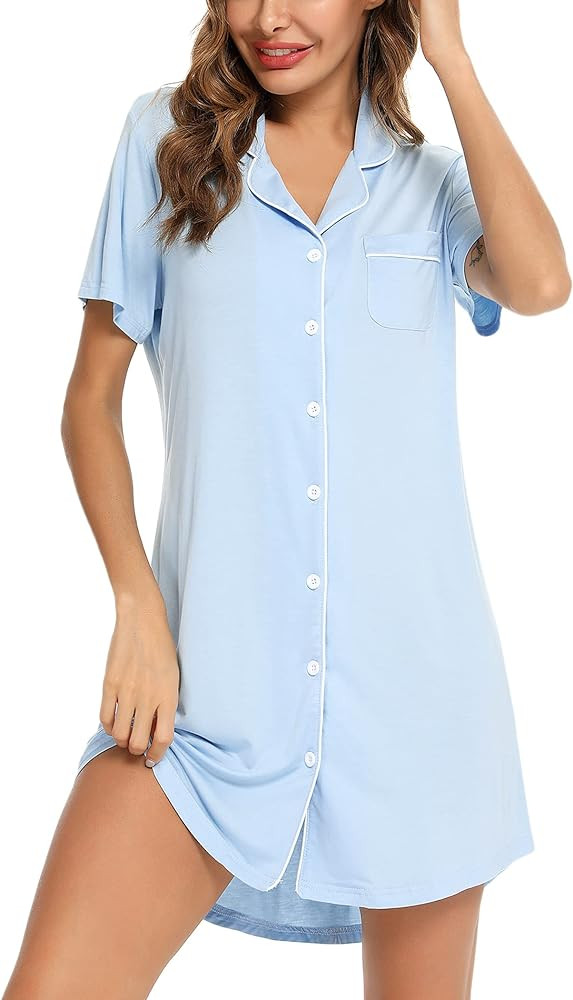 Leikar Maternity Nightgown For Women Nursing Pajamas Long Sleeve Sleepshirt | Amazon (US)