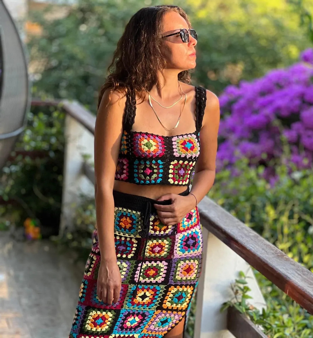 Handmade Cotton Granny Square Crochet Top - Boho bustier | Etsy (Global)
