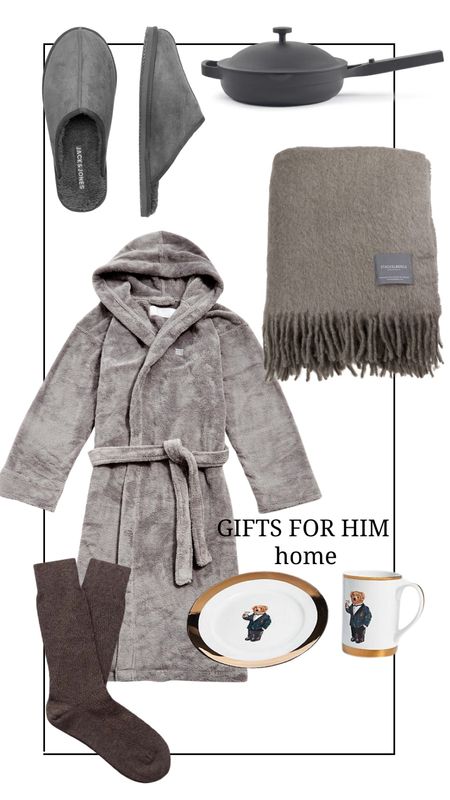 Gifts for him home edition 💙

Grey bathrobe, ralp lauren tableware, cashmere socks, wool slippers, pan, cashmere blanket 

#LTKGiftGuide #LTKSeasonal #LTKHoliday
