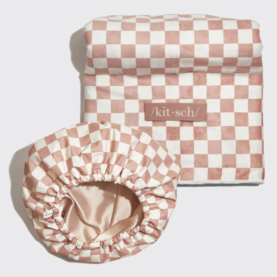 Satin Lined Flexi Shower Cap + XL Hair Towel Bundle | Kitsch