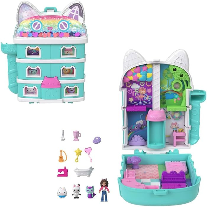 Polly Pocket x Gabby’s Dollhouse Compact, Micro Dolls and Playset, 9 Themed Accessories, Pandy ... | Amazon (US)