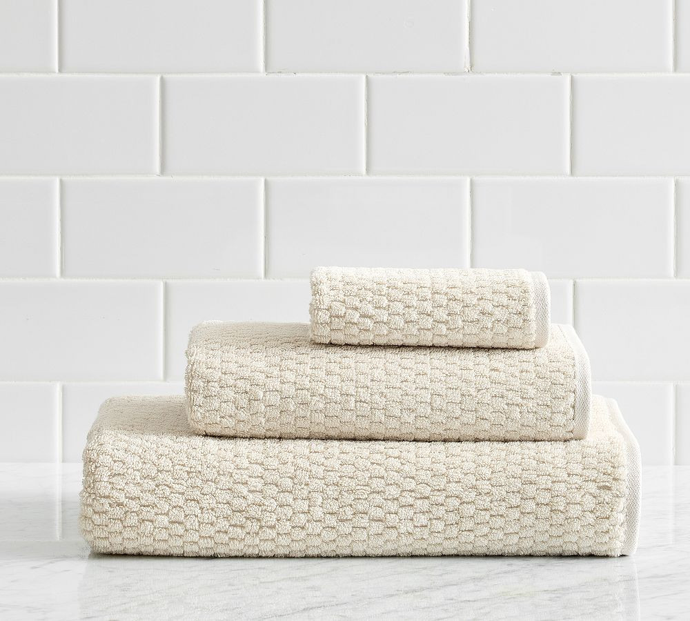 Textured Honeycomb Hand Towel, Parchment | Pottery Barn (US)