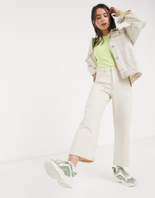 Monki Mozik wide leg organic cotton jeans in ecru | ASOS US