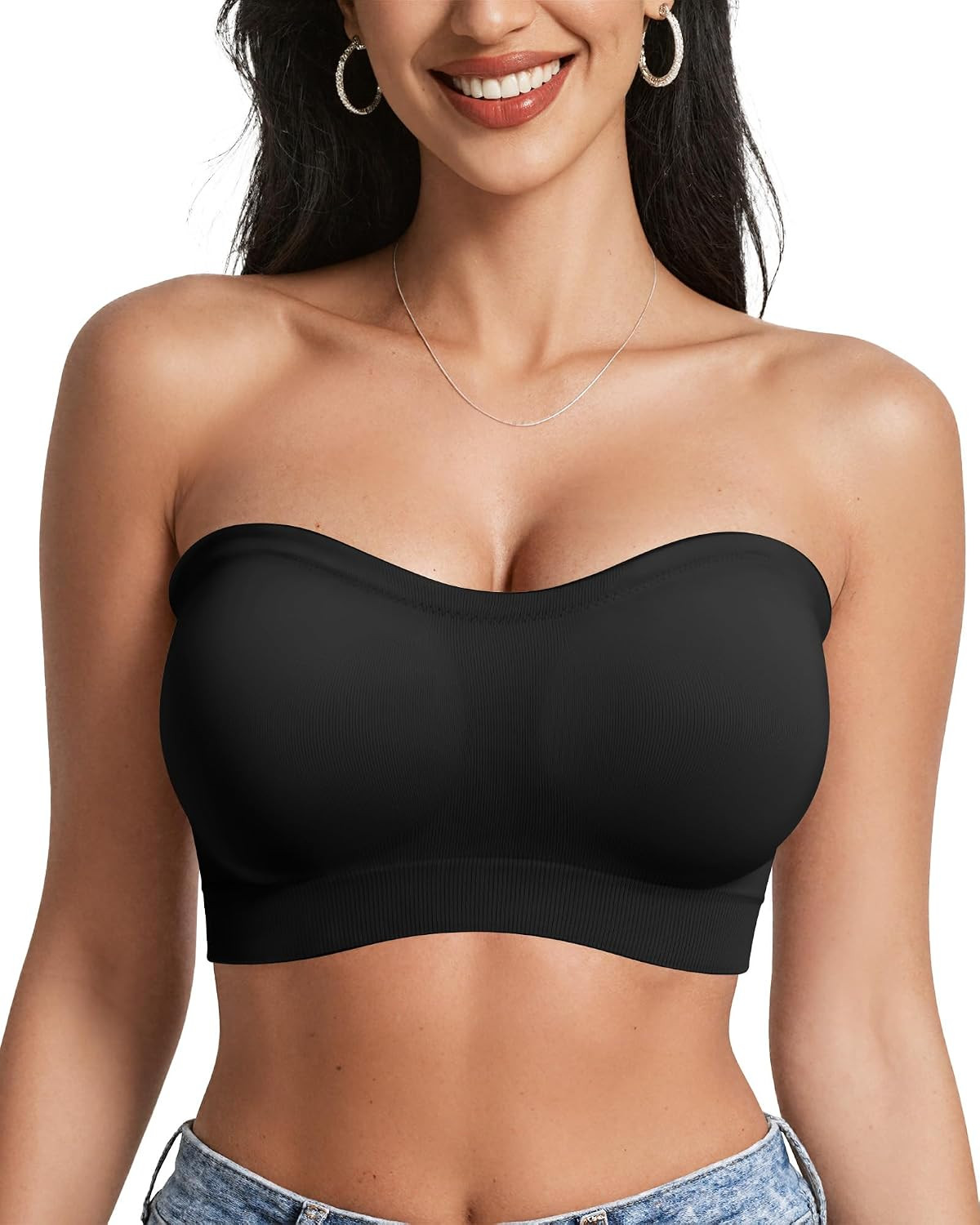 OEAK Womens Push Up Strapless Bras Wireless Bandeau Plus Size Seamless Bra | Amazon (US)