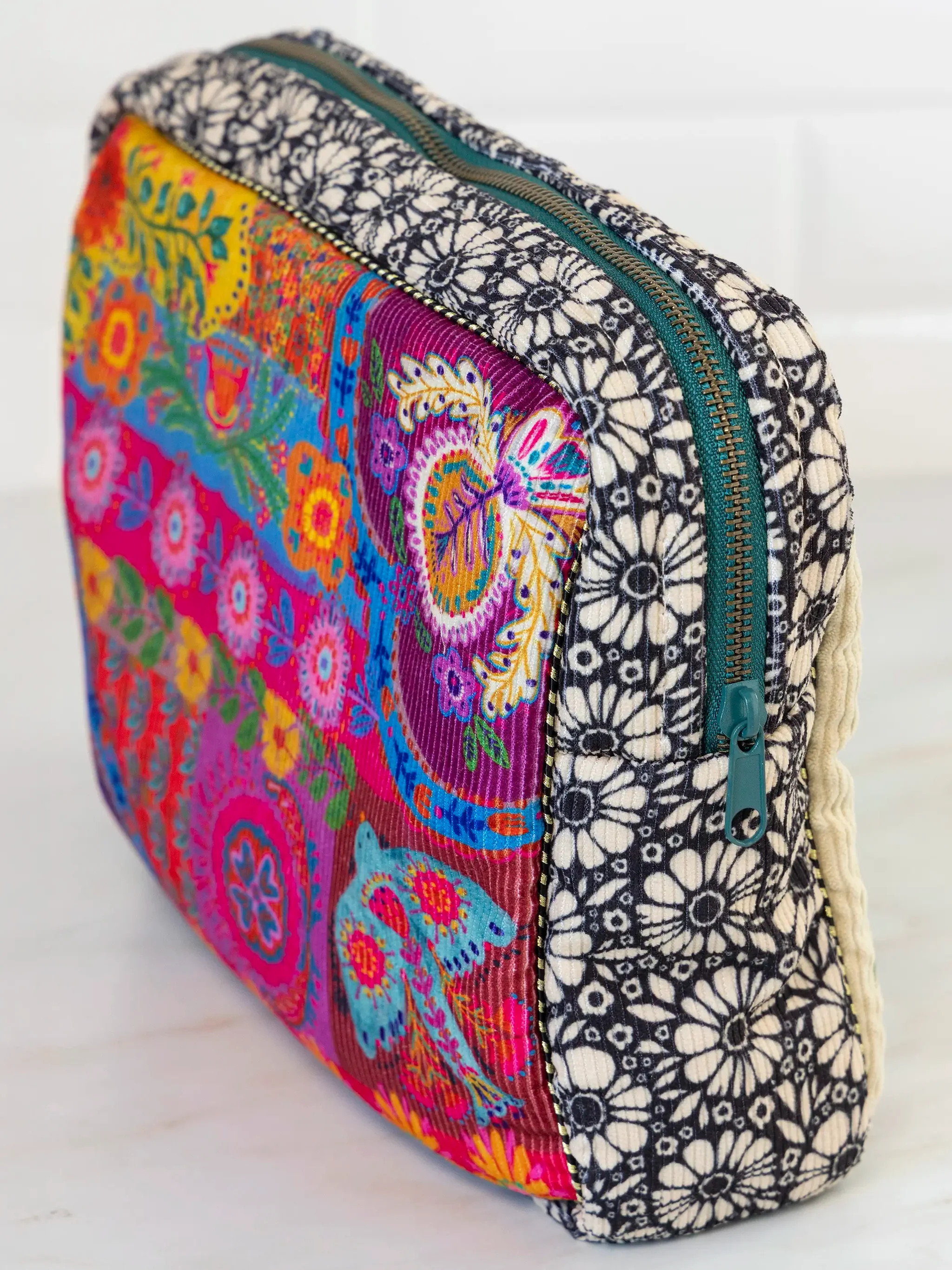 Embroidered Corduroy Cosmetic Pouch | Natural Life