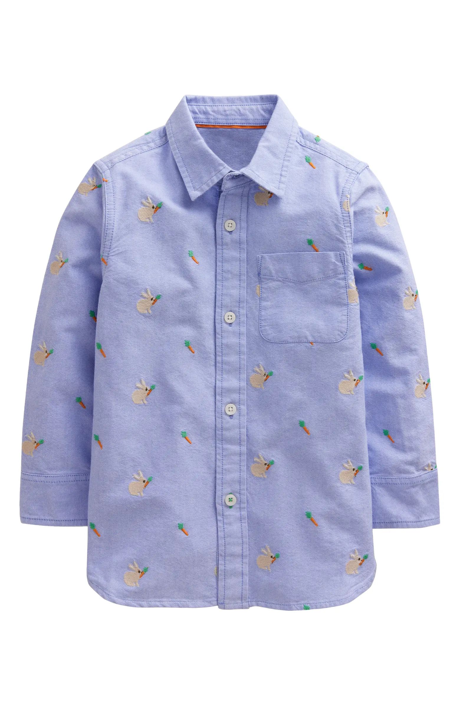 Kids' Embroidered Cotton Oxford Button-Up Shirt | Nordstrom