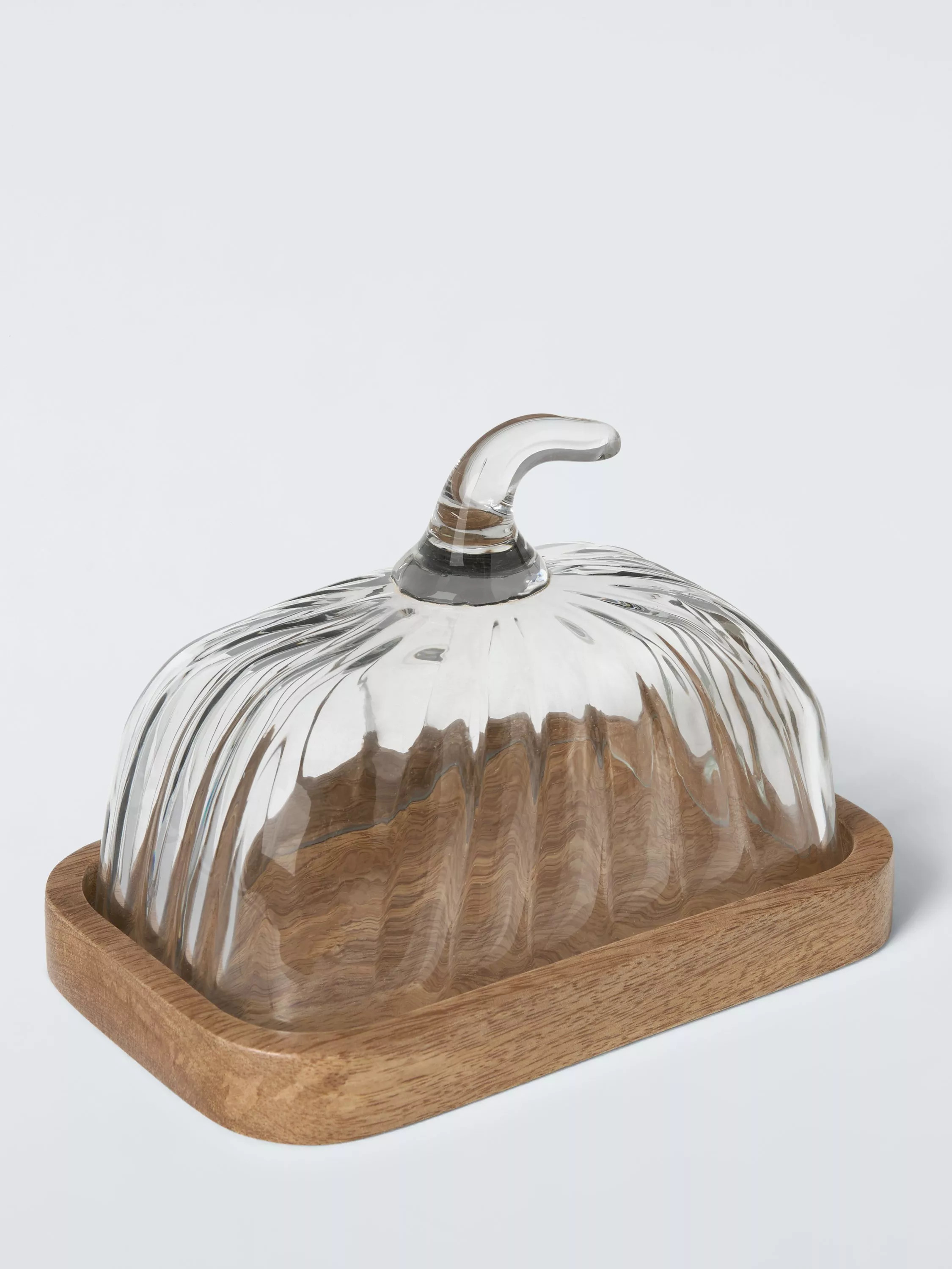 John Lewis Pumpkin Mango Wood & Glass Lid Butter Dish | John Lewis (UK)