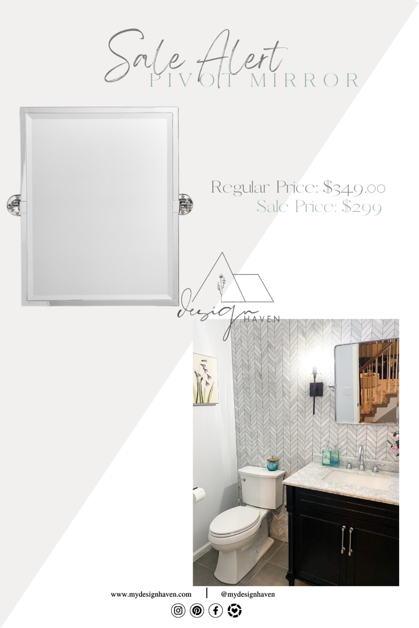 The pivot mirror used in this stunning powder room is currently on ✨CLEARANCE✨🤍. Shop this mirror here now for the best deals! 

#LTKStyleTip #LTKSaleAlert #LTKHome