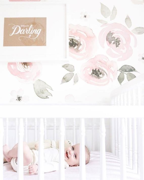 Jolie Floral - Large Mural Wallpaper, Watercolor Wall Mural | Etsy (US)