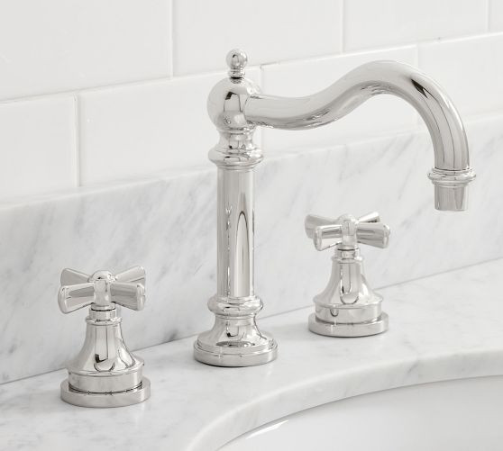 Mercer Cross Handle Widespread Bathroom Sink Faucet | Pottery Barn (US)