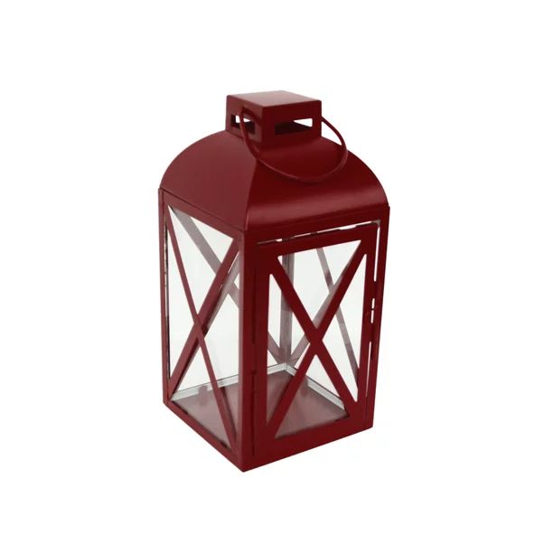 Mainstays Medium Red Metal Candle Holder Lantern | Walmart (US)