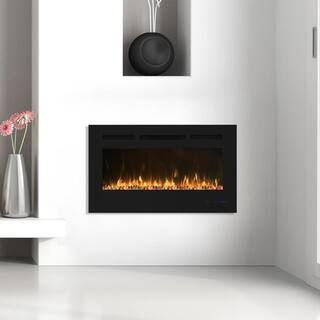 Flame 30 in. Wall-Mounted Automatic Constant Temperature Electric Fireplace Insert | The Home Depot