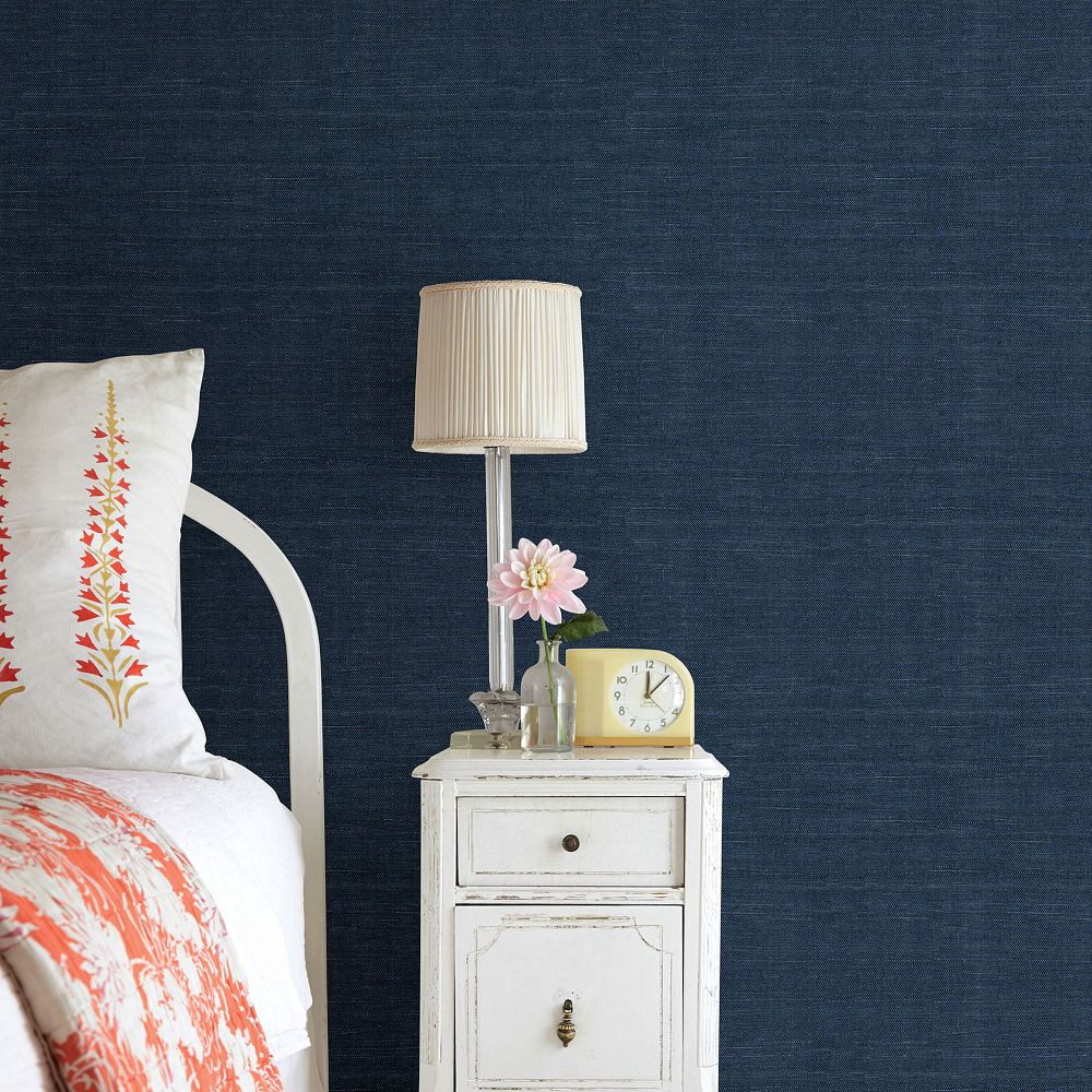Navy Natural Sisal Grasscloth Wallpaper | West Elm (US)