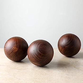 3PCs Set 4" Diameter Natural Round Wood Hardwood Painted Balls for Decorative Bowls - Farmhouse Home | Amazon (US)