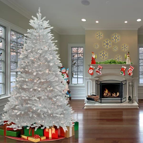 Dunhill Fir White Christmas Tree with Clear/White Lights | Wayfair North America