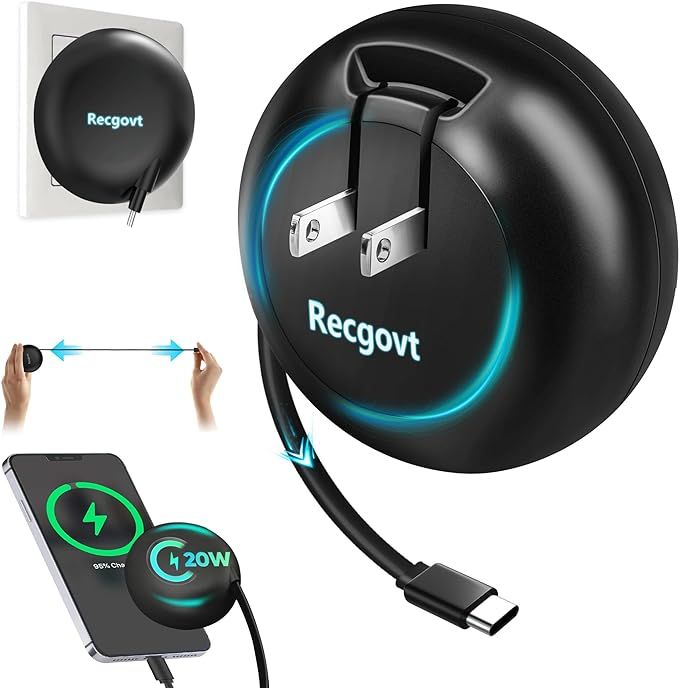 Recgovt Portable Wall Charger, Fast Charger, Retractable Phone Charger, Retractable Cable & 2500m... | Amazon (US)