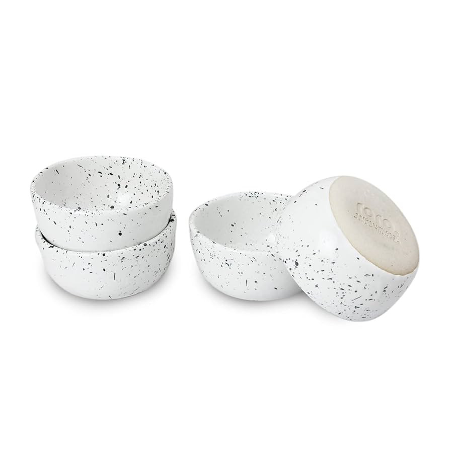 roro Exquisite Handmade Ceramic Stoneware Speckled Spotted White 3.5 in Sauce Bowls - Set of 4 - ... | Amazon (US)
