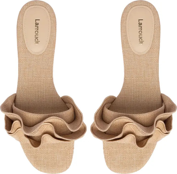 Ivy Ruffle Raffia Slide Sandal (Women) | Nordstrom