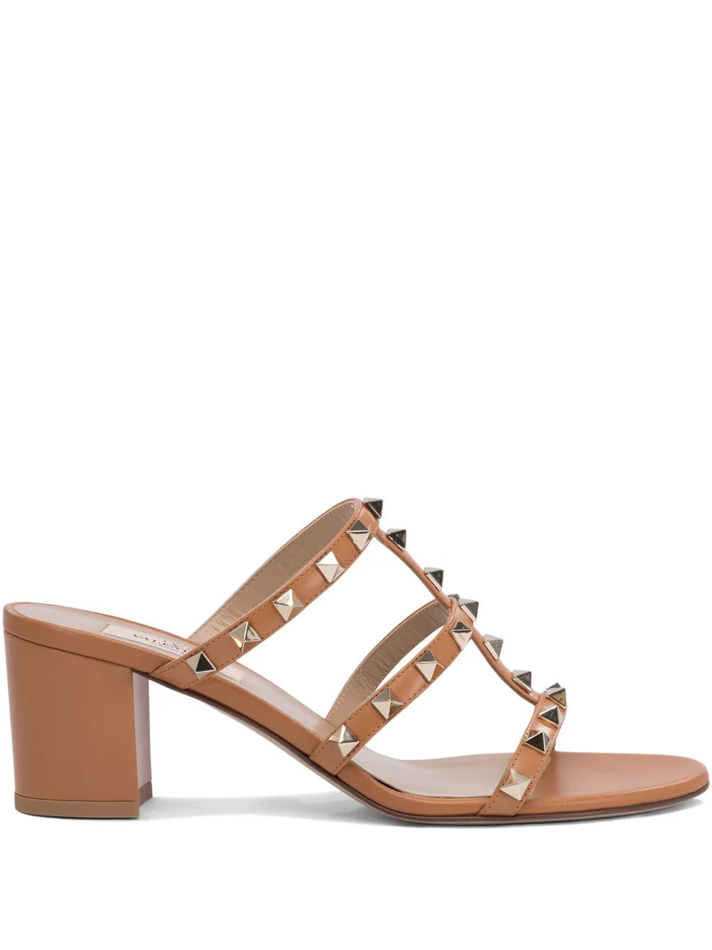 Valentino Garavani Rockstud 60mm leather sandals - Brown | Farfetch Global