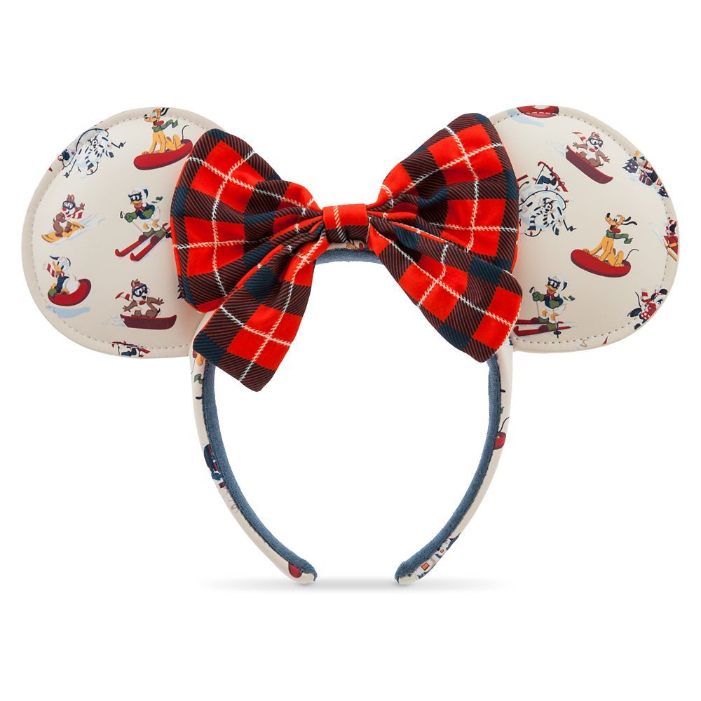 Minnie Mouse Ear Holiday Headband with Bow – Plaid | Disney Store