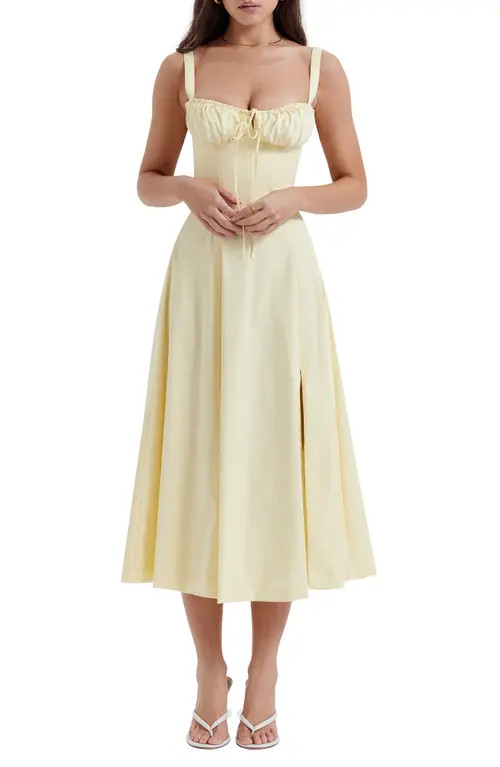 HOUSE OF CB Carmen Bustier Sundress in Butter Cup at Nordstrom, Size Large A | Nordstrom