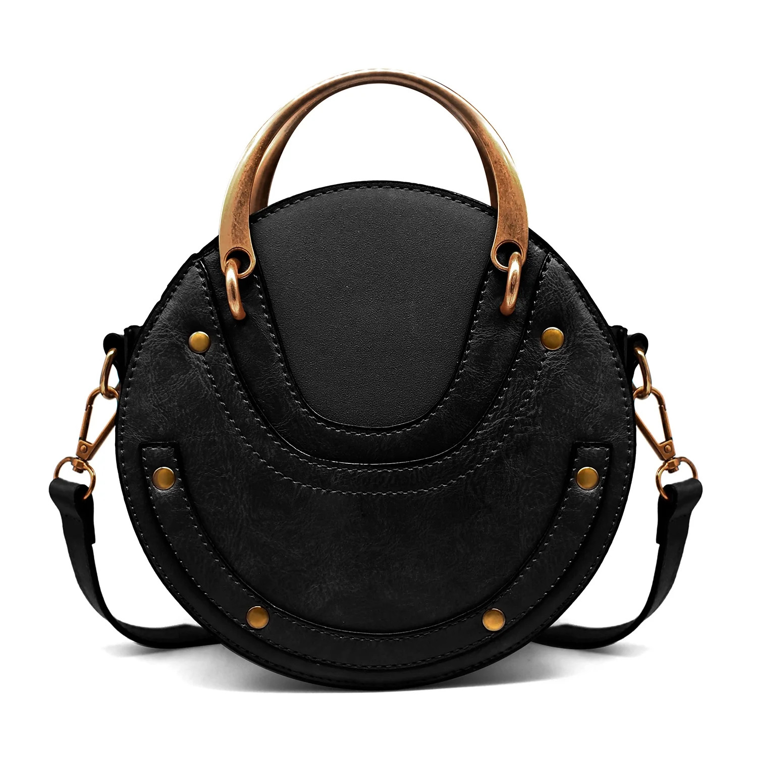 Beatfull Designer Small Round Crossbody Purse for Women Vintage Shoulder Bag Black - Walmart.com | Walmart (US)