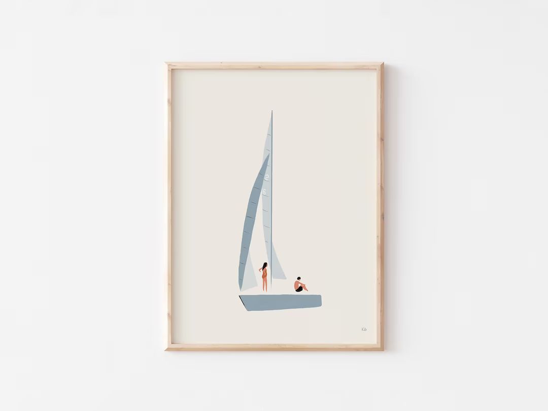 Sailboat Print, Nautical Wall Art, Seaside Beach Art, Coastal Nursery Decor, Minimalist Artwork, ... | Etsy (US)
