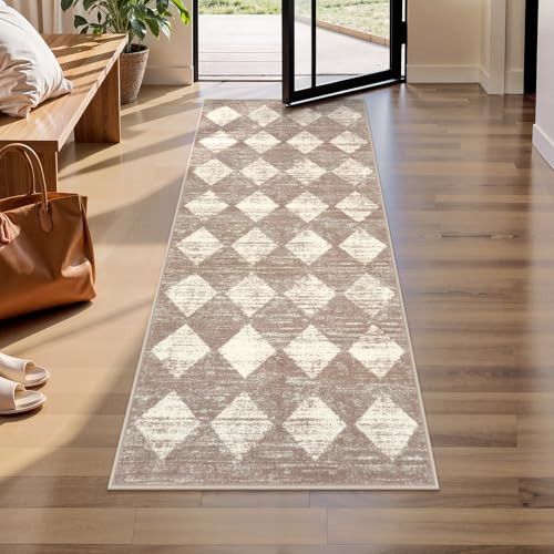 Lahome Machine Washable Long Bathroom Rugs Runner, 2x5 Non Slip Entryway Rugs Indoor Kitchen Runner Rug, Moroccan Trellis Non Skid Laundry Room Carpet Runners for Bedside Entrance Living Room, Beige | Amazon (CA)