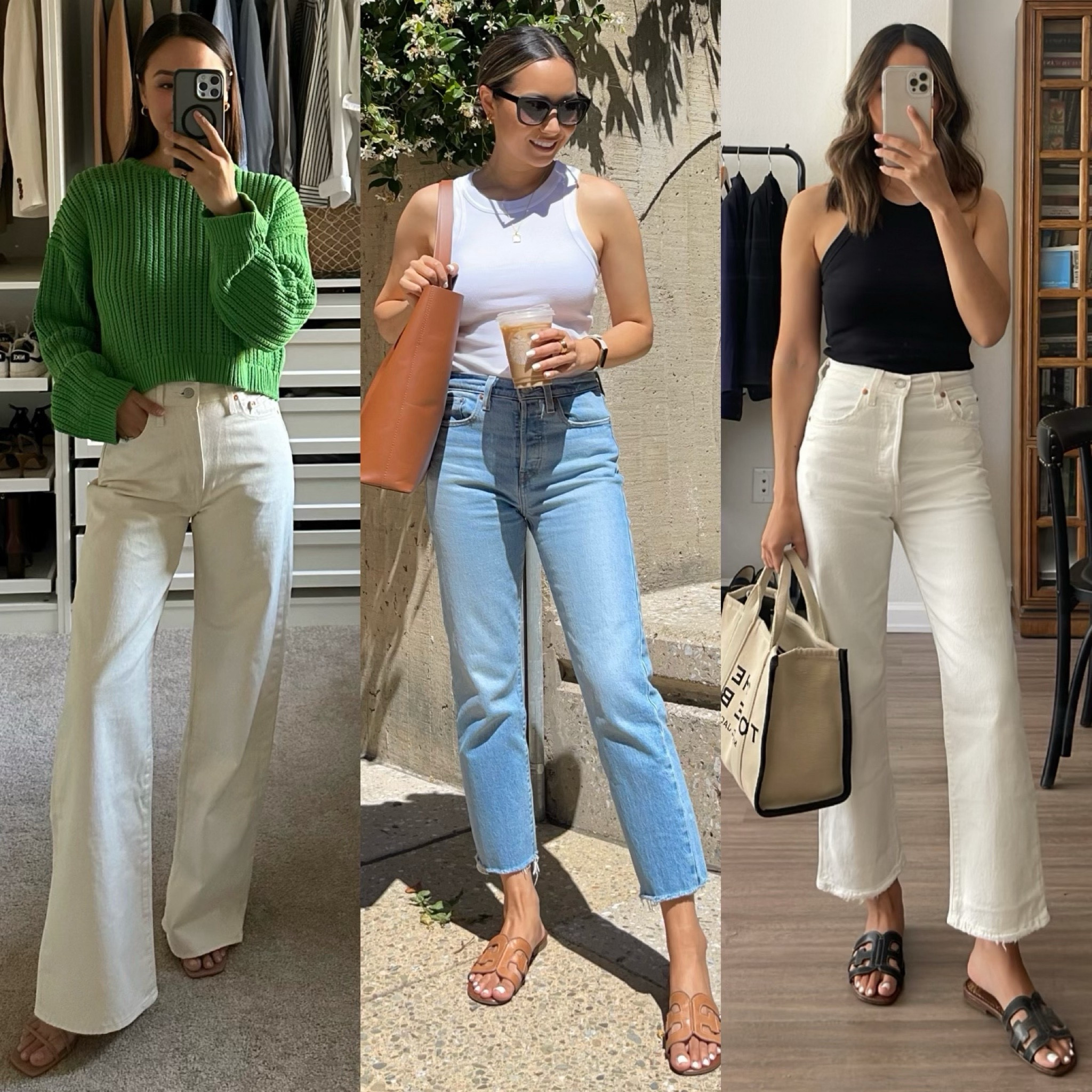$100 off $250+, $75 off $200, $50 off $150

• left white jeans - borrowed these from my sister who is a 27x32, but my true size would be a 25x30 
• mid-blue wash jeans - exact ones in photo are in the ‘tango wash’, but linked to the ‘fully baked wash’ that are almost identical, size 25 
• right jeans - size 25 

#LTKSaleAlert #LTKSeasonal