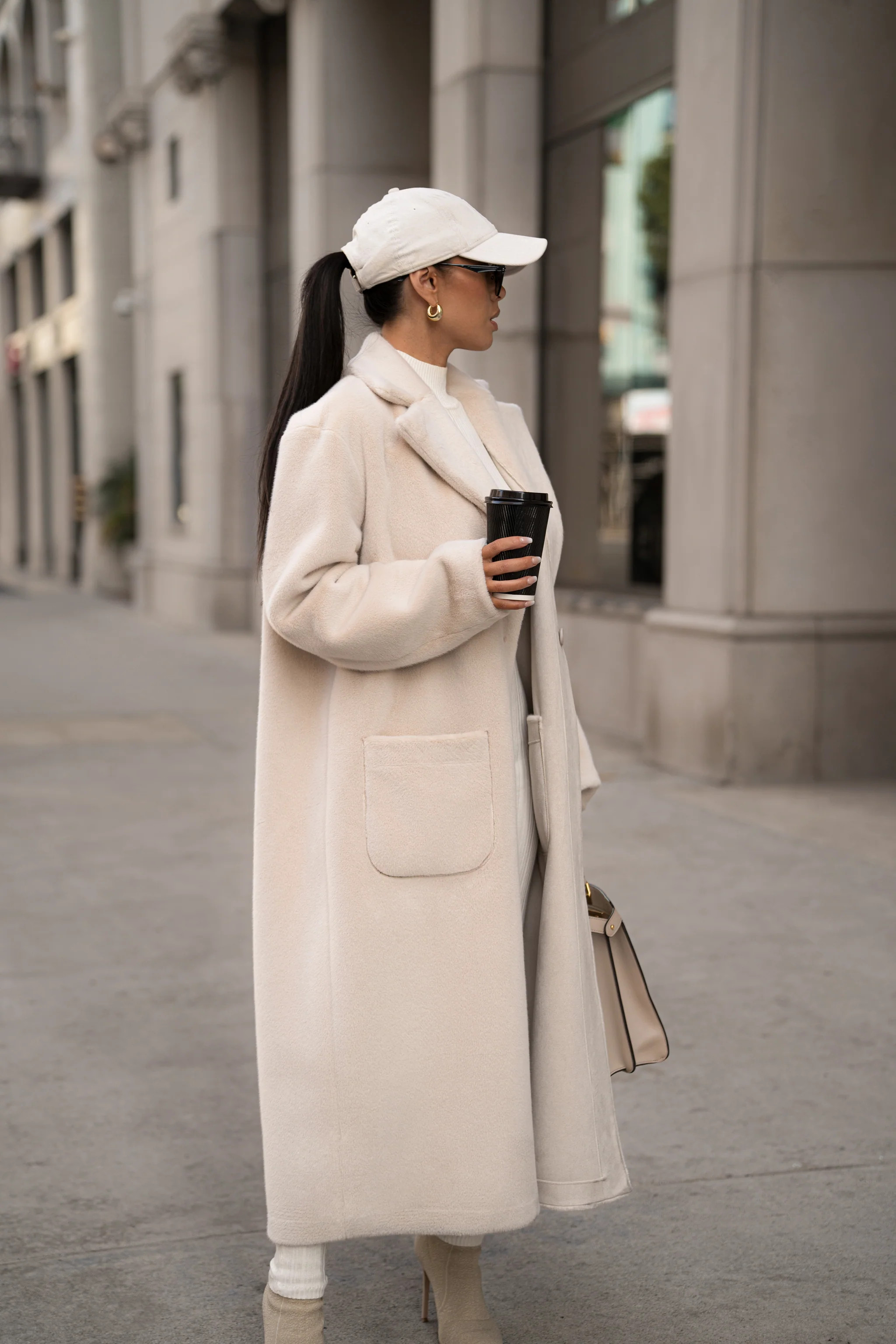 Beige Thelma Reversible Suede Coat | JLUXLABEL