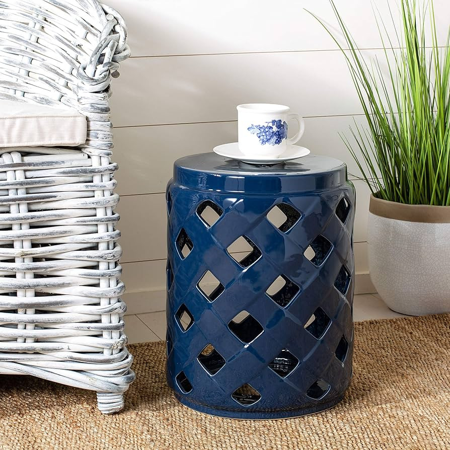 Safavieh ACS4574A Betli Ceramic Decorative Garden Stool, 0, Navy | Amazon (US)